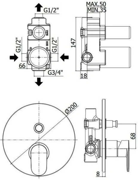 Смеситель для душа Paffoni Candy хром CA015CR (детальная фотография), для душа