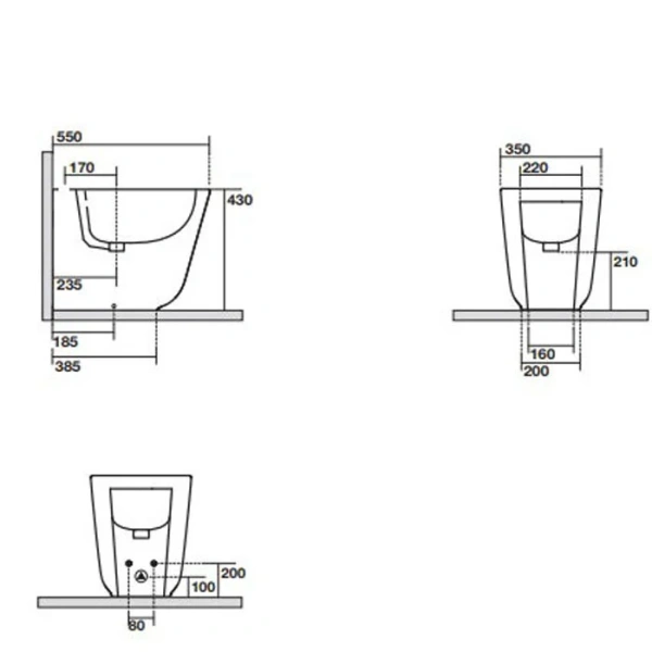 Биде напольное Kerasan Tribeca черный матовый 512031 (детальная фотография), современные, hi-tech