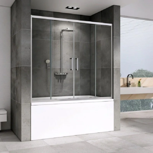 Шторка для ванны Abber Schwarzer Diamant 160x140 см профиль хром, стекло прозрачное AG57160 (детальная фотография), хромированный профиль