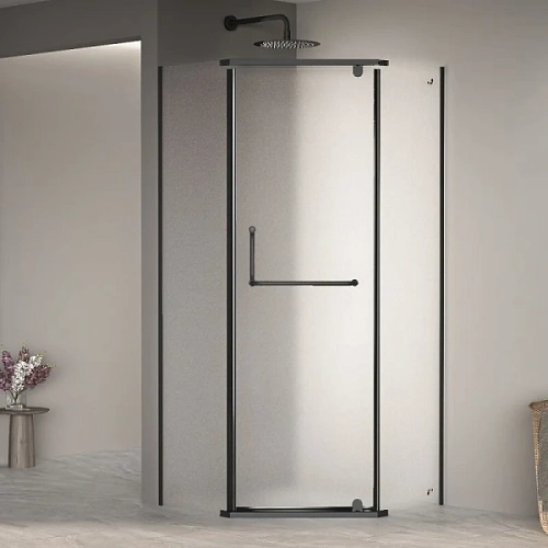 Душевой уголок RGW Passage PA-081B 80x80 см профиль черный, стекло матовое - фото 4