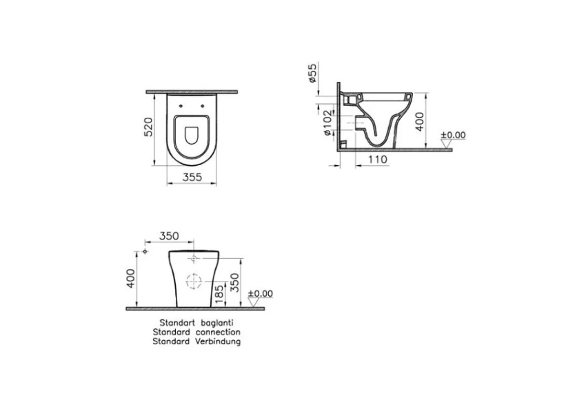 Унитаз VitrA Zentrum 5788B003-0075 (детальная фотография), без бачка