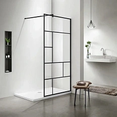 Душевая перегородка Акватек 100 см профиль черный, стекло прозрачное