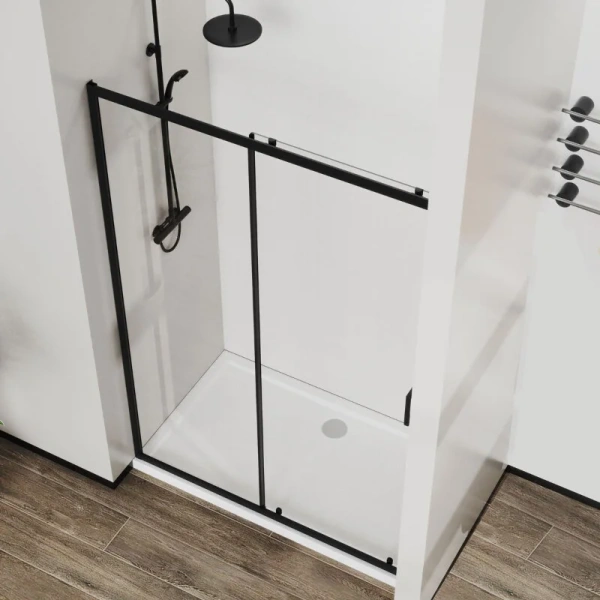 Душевая дверь в нишу Vincea City 140 см профиль черный VDS-5CT140CLB (детальная фотография), черные