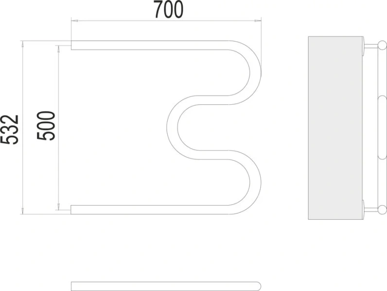 Полотенцесушитель водяной Terminus М-образный 70х50 см настенный 4620768881176 (детальная фотография), современные, hi-tech