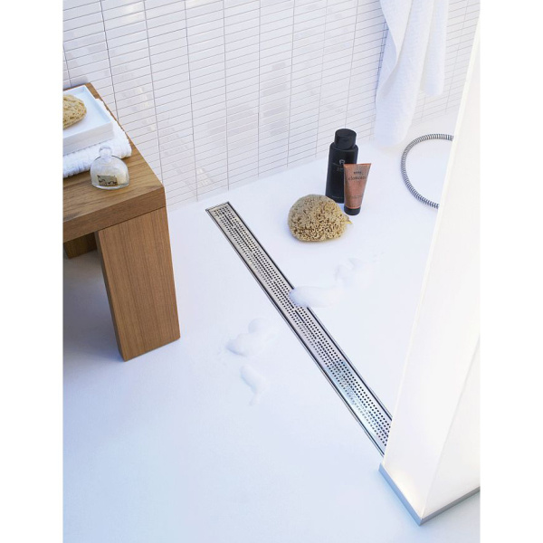 Решетка Tece TECEdrainline quadratum 150 см нержавеющая сталь глянец 601550 (детальная фотография), для монтажа в пол