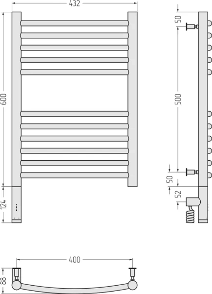 Полотенцесушитель электрический Сунержа Богема 3.0 40х60 см белый матовый 30-5802-6040 (детальная фотография), лесенка, вертикальные
