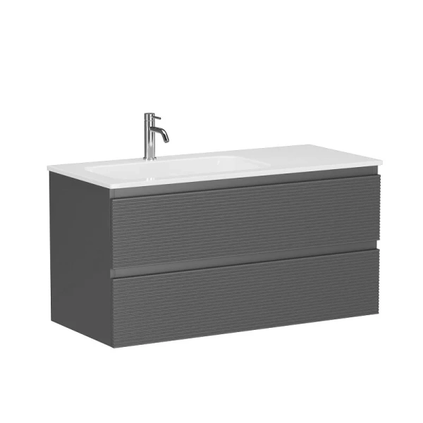 Тумба под раковину подвесная Sancos Folk 100 см левая grey soft FL100LGS (детальная фотография)