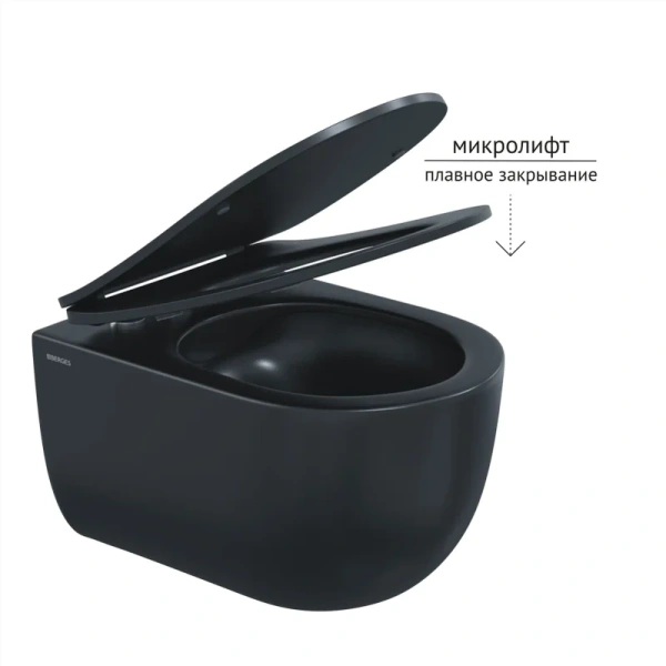 Унитаз с инсталляцией Berges Ventas Black черный, клавиша Soft Touch черная 043326 (детальная фотография), в наличии index_1