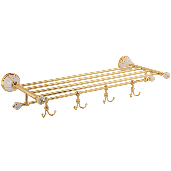 Полотенцедержатель Migliore Olivia белая керамика с золотым декором, золото 17527 (детальная фотография)