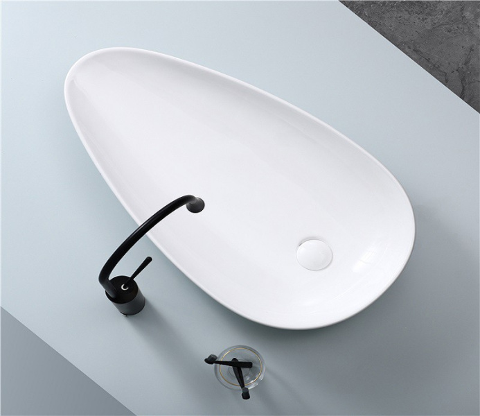 Раковина Ceramalux N 76 см белая 7862 (детальная фотография), современные, hi-tech