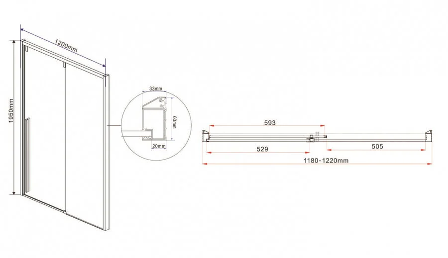 Душевая дверь в нишу Vincea Lugano 120 см хром VDS-1L120CL-1 (детальная фотография), 120 см