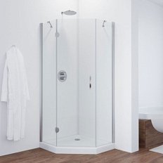 Душевой уголок профиль глянцевый хром стекло прозрачное Vegas-glass