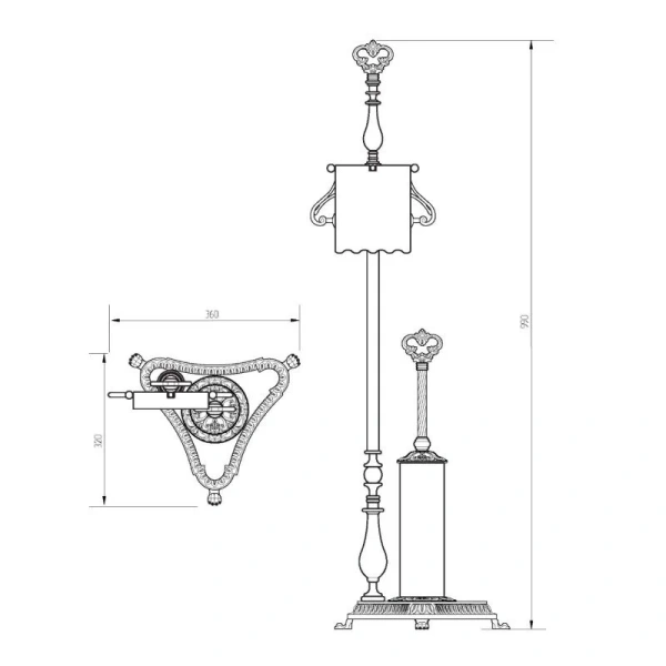 Стойка для ванной Migliore Elisabetta золото 17078 (детальная фотография), классические, ретро, декорированные