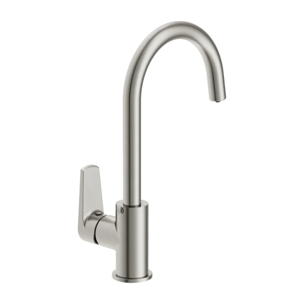 Смеситель для кухни Cersanit Moduo сатин 68222 (детальная фотография), с поворотным изливом, с коротким изливом