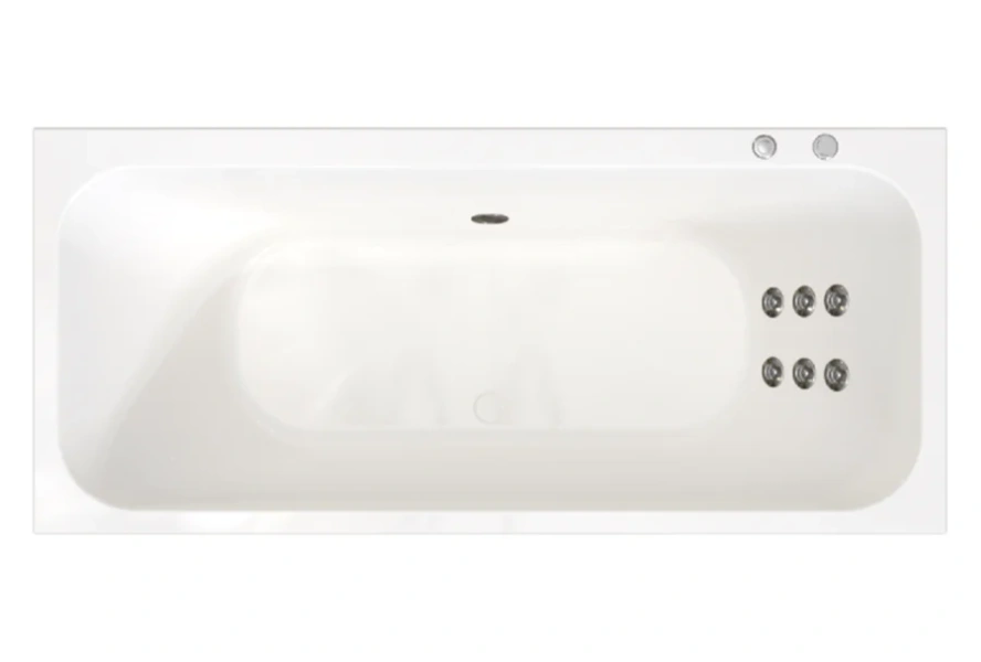 Гидромассажная ванна Радомир Прованс 1-79-2-0-0-185, 180 x 80 см, рама-подставка, фронтальный экран, слив-перелив автомат, гидромассаж Стандарт хром пневмокнопка, массаж спины, белая (детальная фотография), 180х80