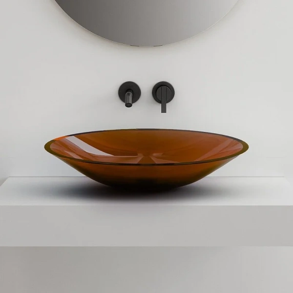 Раковина Abber Kristall 53 см коричневая AT2812Opal (детальная фотография), накладные (на столешницу), пристенные