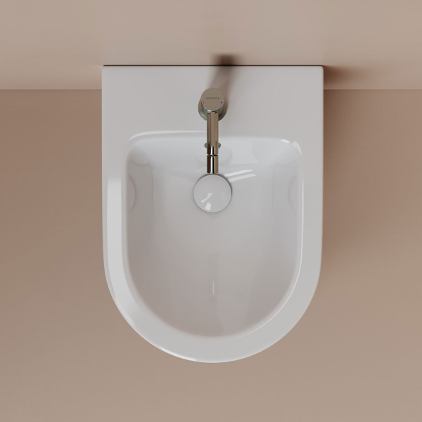 Биде подвесное Ceramicanova Alba белое CN11006 (детальная фотография), круглой формы