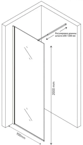 Душевая перегородка Berges Sky 90 см прозрачное стекло, профиль хром 064002 (детальная фотография), хром