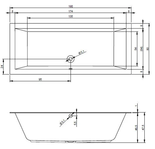 Ванна гидромассажная Riho Lugo 190 x 80 см, AIR2 BT0400500000000_AIR2 (детальная фотография), акриловые