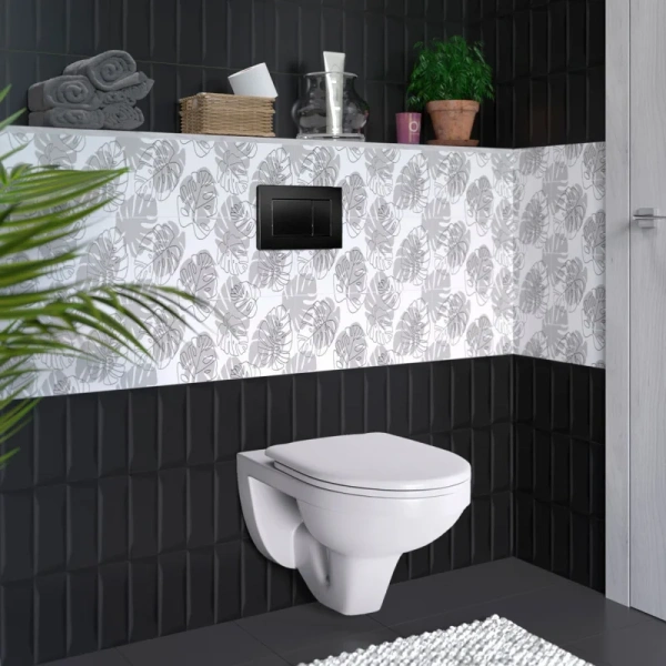 Унитаз с инсталляцией Berges Gamma клавиша черная SoftTouch 043338 (детальная фотография), с инсталляцией