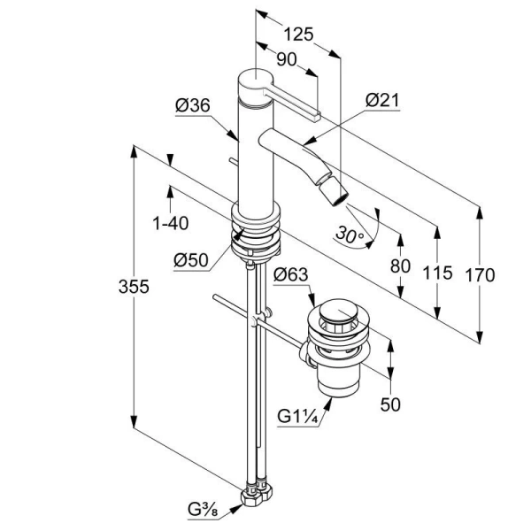 Смеситель для биде Kludi Nova Fonte белый 202165315 (детальная фотография), для биде