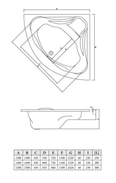 Акриловая ванна C-Bath Aurora CBS001002 130 х 130 см, белая (детальная фотография), угловые, приставные, встраиваемые