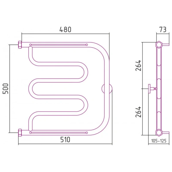 Полотенцесушитель водяной Сунержа Лира+ 50х50 см матовое золото 032-4012-5050 (детальная фотография), современные, hi-tech