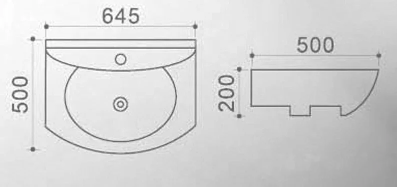Раковина Azario 64.5 см подвесная AZ-4196 (детальная фотография), современные, hi-tech