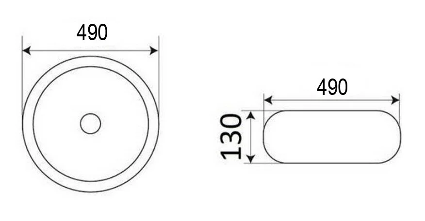 Раковина Azario 49 см круглая AZ-3010 (детальная фотография), современные, hi-tech