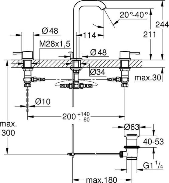Смеситель для раковины Grohe Essence 20299001 (детальная фотография), современные, hi-tech