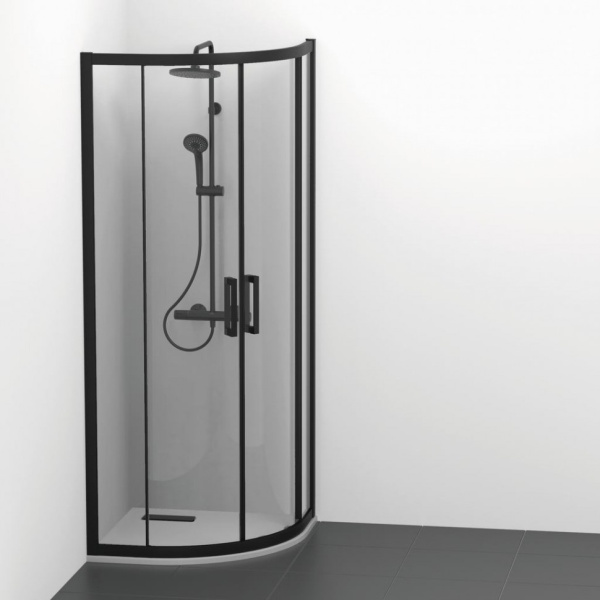 Душевой уголок Ideal Standard Connect 2 80х80 см алюминиевый профиль (детальная фотография), стеклянные, угловые, c поддоном, без поддона
