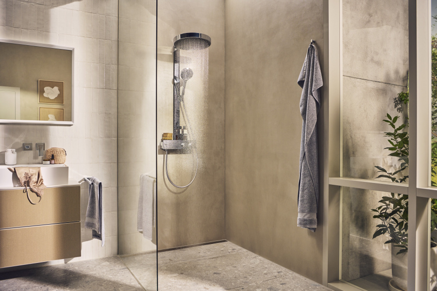 Душевая стойка Hansgrohe Rainfinity хром 26853000 (детальная фотография), со смесителем