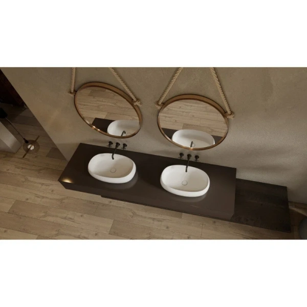 Раковина Abber Stein 58 см белая матовая AS2632 (детальная фотография), накладные (на столешницу)