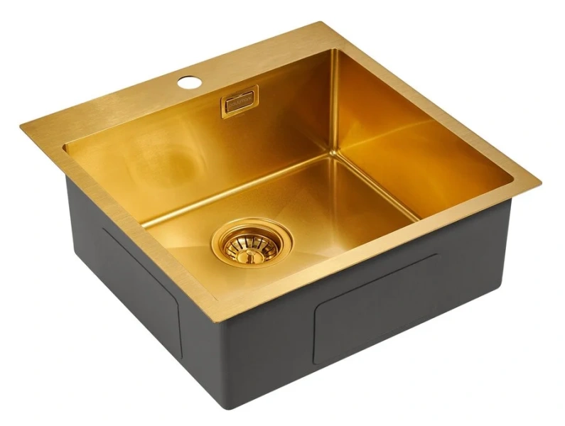 Мойка для кухни Paulmark Velten 51 см брашированное золото PM905151-BG (детальная фотография), из нержавеющей стали, стальные, металлические