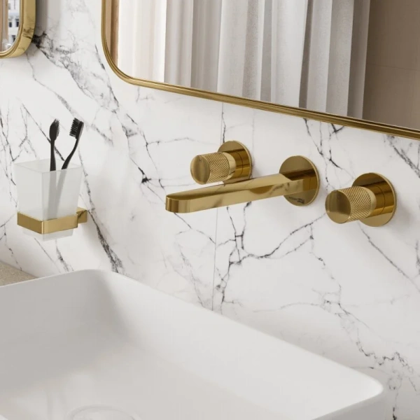 Смеситель для раковины WasserKRAFT Ems глянцевое золото 7645 (детальная фотография), современные, hi-tech