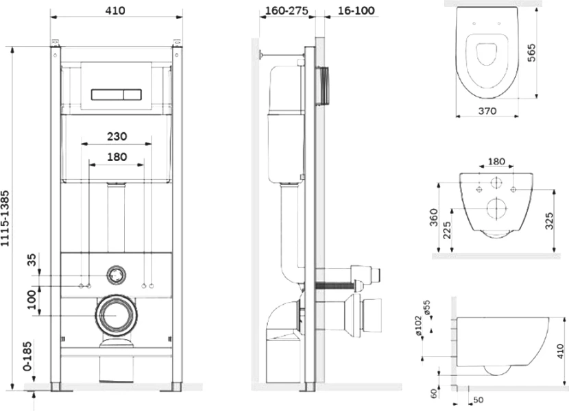 Унитаз с инсталляцией Am.Pm Awe клавиша хром IS30251.111700 (детальная фотография), с инсталляцией index_2