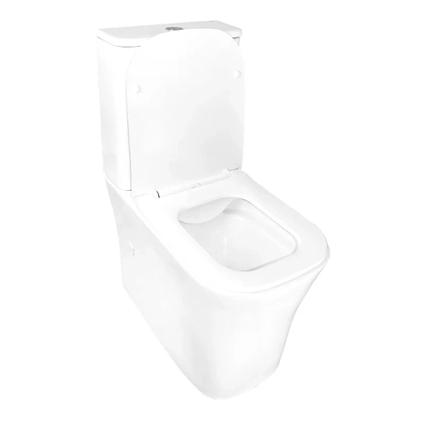 Унитаз компакт Azario Anteo Square белый AZ-1218A (детальная фотография), безободковые, сиденье с микролифтом , с антивсплеском, компакт, низкие