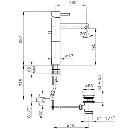 Схема (детальная фотография), для раковины