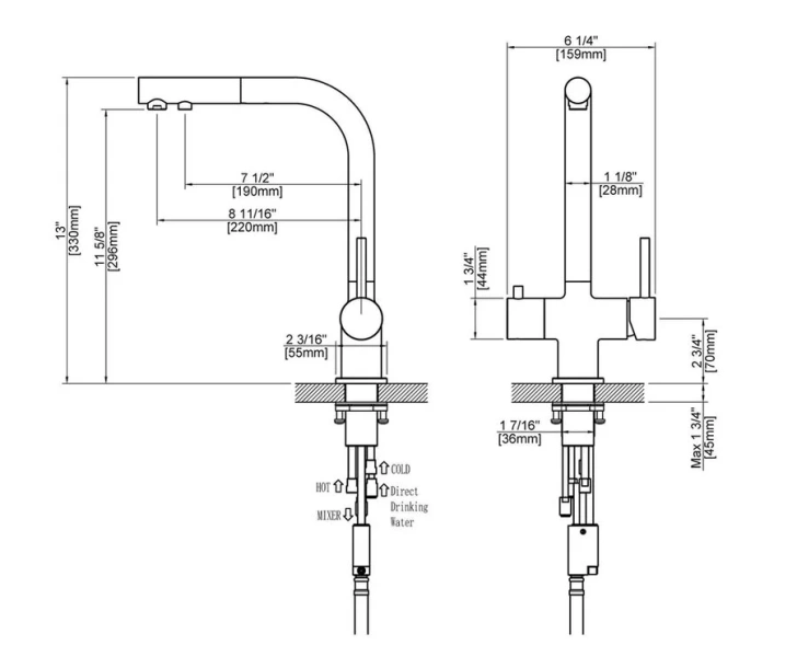 Смеситель для питьевой воды Timo Saona черное золото 2356/18FL (детальная фотография), для кухни, для питьевой воды с фильтром