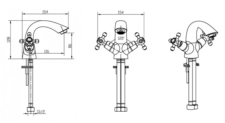 Смеситель для раковины Boheme Flora двухвентильный (детальная фотография), для раковины