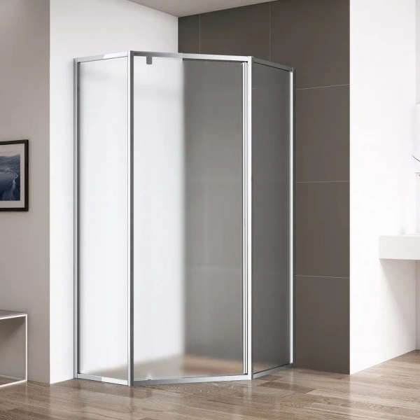Душевой уголок Cezares Eco 100x100 см стекло рифленое ECO-O-P-1-100-P-Cr (детальная фотография), многоугольные