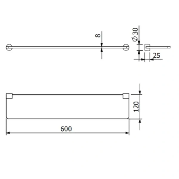 Полочка для ванной Kludi Vela R черная 5897339 (детальная фотография), современные, hi-tech