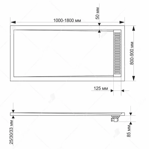 Душевой поддон RGW Stone Tray STM-109W 90х100 см белый 14202910-01 (детальная фотография), низкие до 15 см