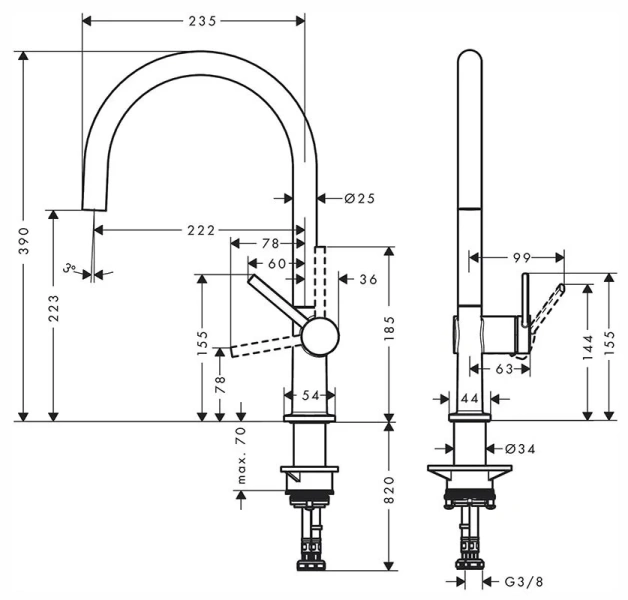Смеситель для кухни Hansgrohe Talis M54 сталь 72804800 (детальная фотография), для кухни