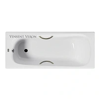 Чугунная ванна Vinsent Veron Concept VCO1607042H/VH0015BR, 160 x 70 см, ручки бронза, цвет белый