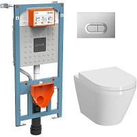 Унитаз с инсталляцией VitrA Integra Round с клавишей матовый хром