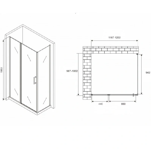 Душевой уголок Abber Sonnenstrand 120х100 см профиль хром AG04120S-S100 (детальная фотография), прямоугольные