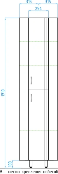 Шкаф-пенал напольный Style Line Веер 30 см угловой ЛС-00000113 (детальная фотография), напольные