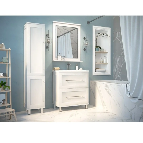 Тумба под раковину напольная Misty Марта 100 см белая П-Мрт07100-011Пр (детальная фотография), современная, hi-tech