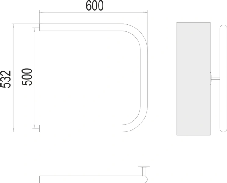 Полотенцесушитель водяной Terminus П-образный 500x600 хром 4620768881381 (детальная фотография), современные, hi-tech
